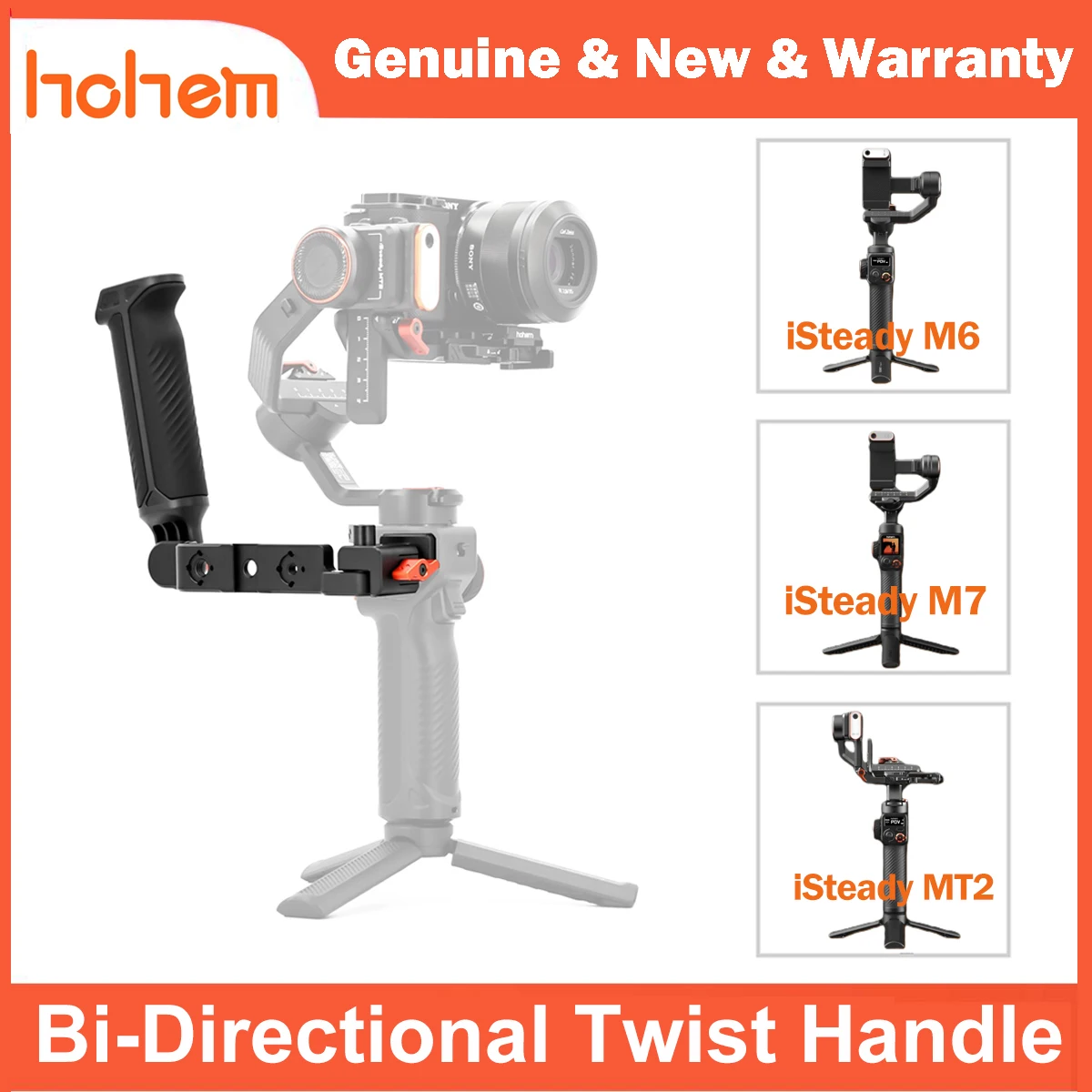 Hohem Empuñadura Ajustable para Gimbal, Compatible con iSteady MT3/MT2/M6 y MT3 Pro y M7, Agarre Ergonómico para Tomas en Ángulo Bajo