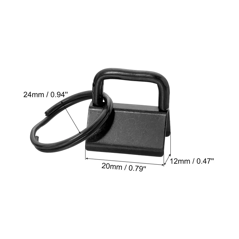 ABJO-Key Fob Hardware con anillos de llavero para correas de bolso, llavero de Metal negro, llavero con anilla, Hardware 20 piezas