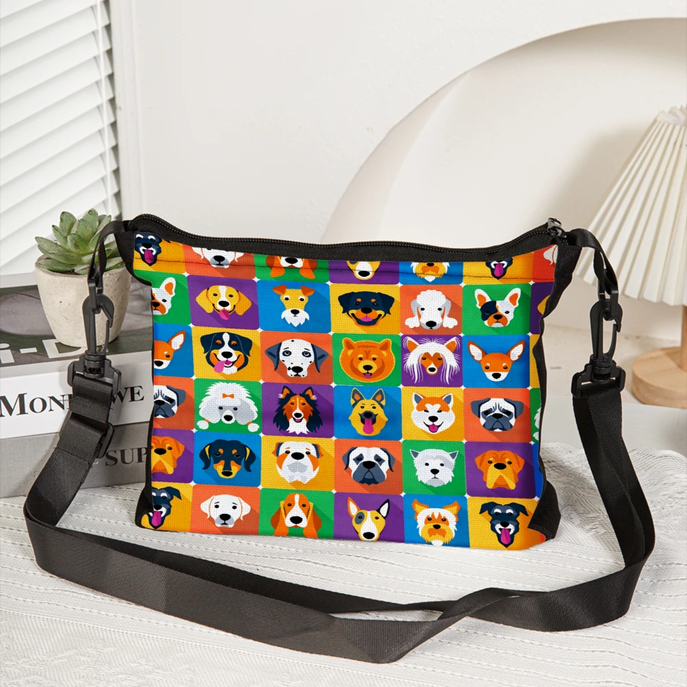 

1pc Dog Face Pattern Crossbody Bag Multicolor Cartoon Dogs Print Shoulder Bags For Women Men Casual Travel Shopping Everyday Use