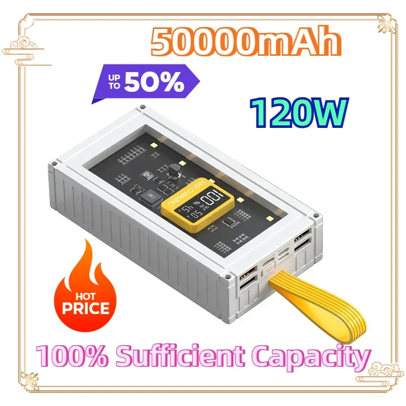 

With 100% Sufficient Capacity Suitable for All Kinds of Mobile Phone Power Banks 120W 50000mAh Super Fast Charging Power Bank