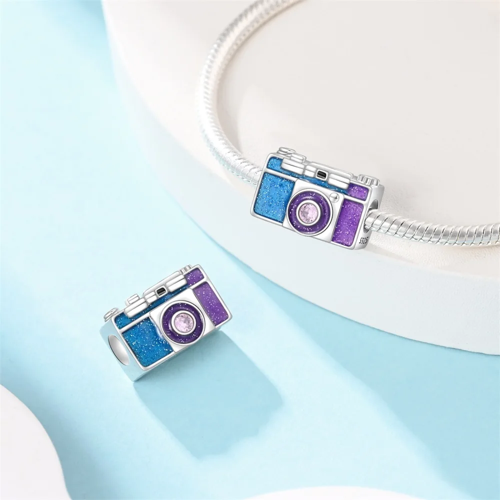 Charms Original 925 Sterling Silver Camera Beads Bit Bracelet Women Jewelry Diy Fine Gift