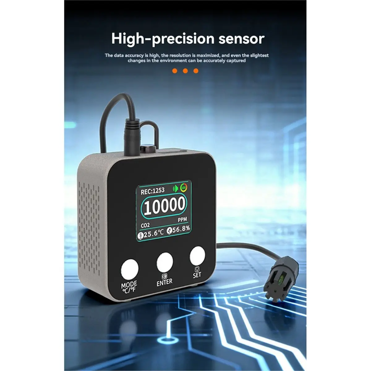 LNHF Temperature Humidity and CO2 Portable Monitor,Carbon Dioxide Detector with Data Logging and Export Capabilities