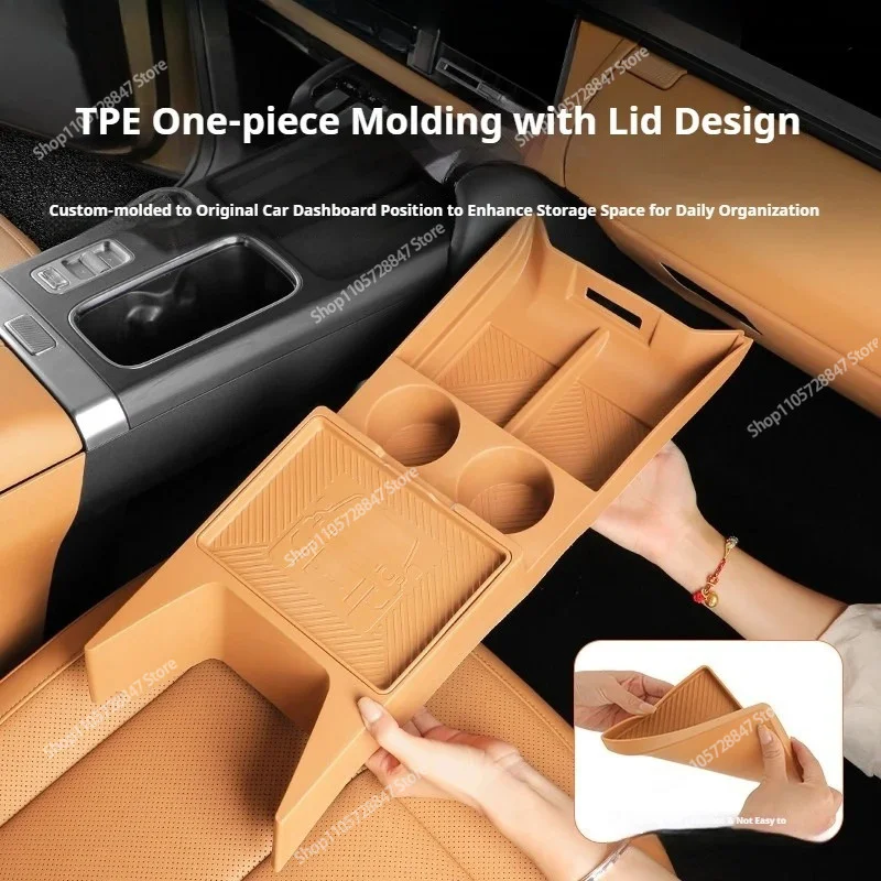For Chery iCAR V27 TPE Double‑Layer Center Console Armrest Lower Storage Box Anti‑Dust Silicone Storage Pad Interior Accessories
