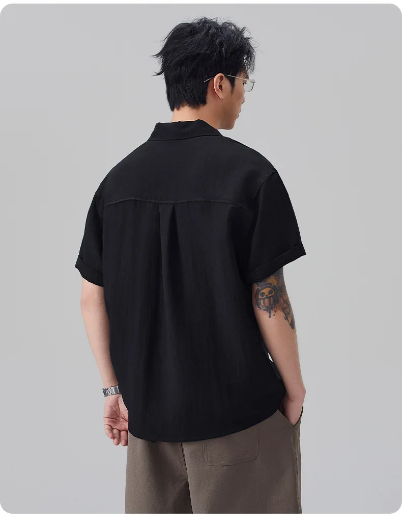 Linen Short-sleeved Polo Collar Shirt Men's 2026 Summer New Pullover Shirt