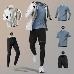 Gym Set Men's Breathable Jogging Fitness Tracksuits Waterproof Hoodies Quick Dry Sweatshirts Sweatpants 4Season 1Set Man Clothes