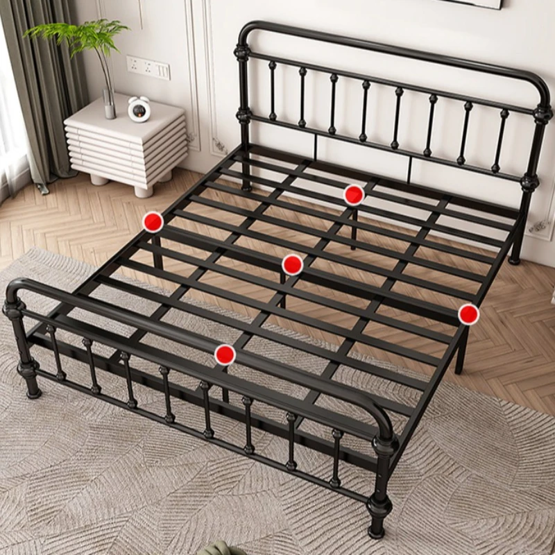 European wrought iron bed simple modern Nordic 1.5m single bed reinforced thickened base de cama king size bedroom furniture