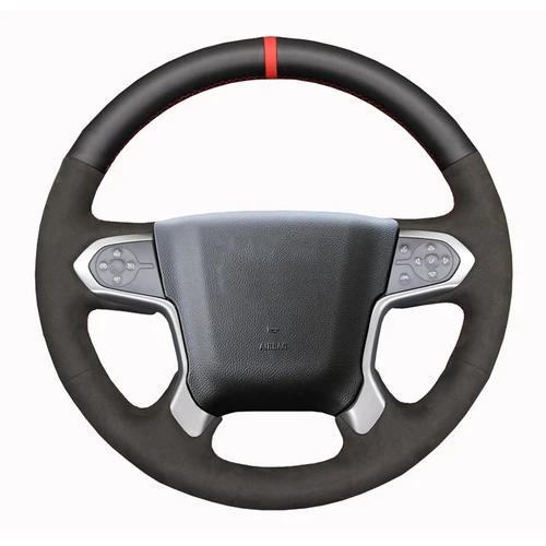Imagen 2 del producto Cubierta del volante del coche personalizado Suede cuero genuino para Chevrolet Silverado 2014-2022 Suburban 2015-2020 Tahoe 2015-2020