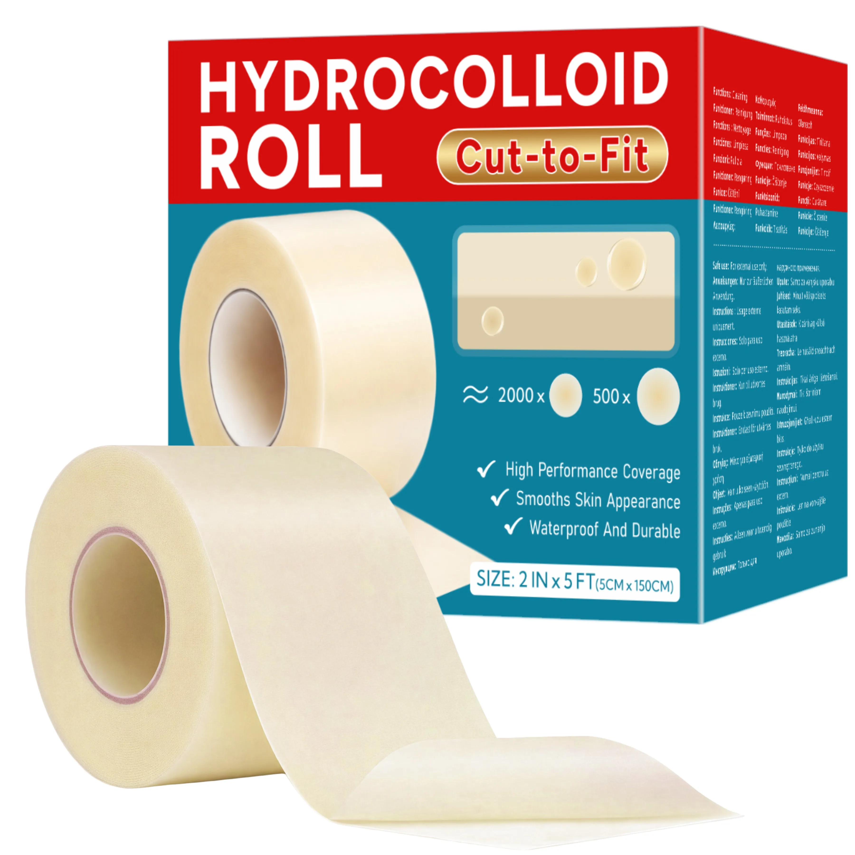 1 volume Pimple Patch Artificial Skin Wound Dressing Freely Cuttable Skin-Friendly Adhesive Keep Wound Clean 1 Roll Value Pack.