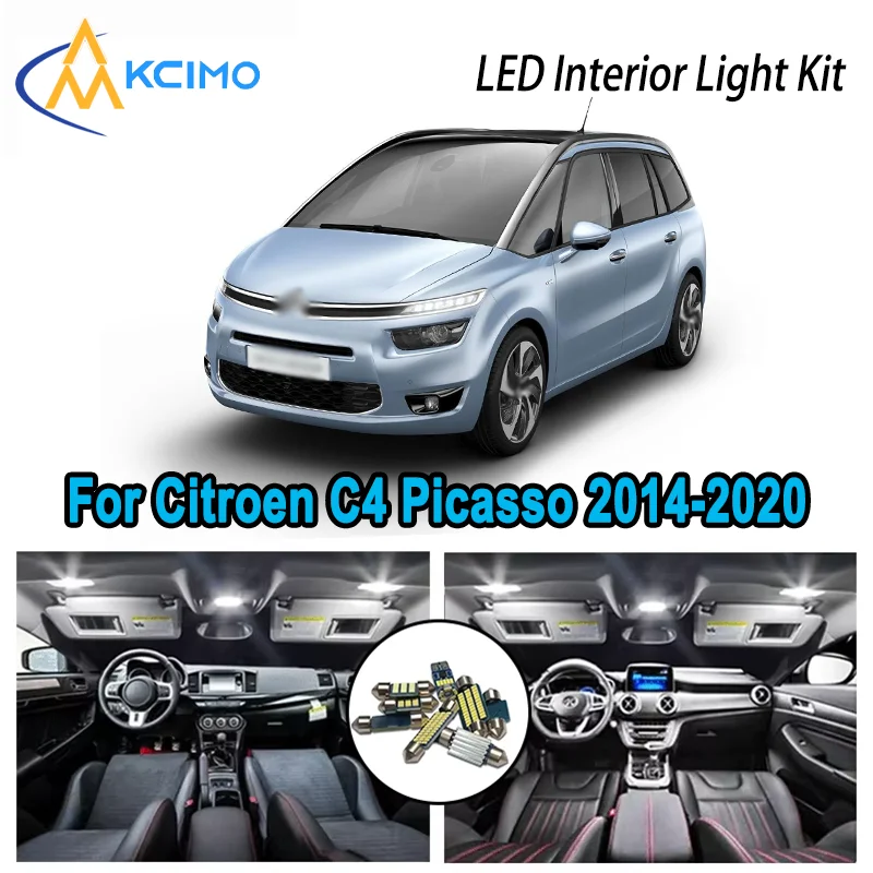 

For Citroen C4 Grand Picasso 2014-2020 2015 Premium Bright LED Interior Dome Map Trunk Light Kit Car Led Lamps Canbus No Error