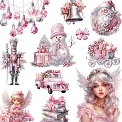 20Pcs/Pack Silver Pink Christmas Sticker DIY Craft Scrapbooking Album Junk Journal Decorative Stickers