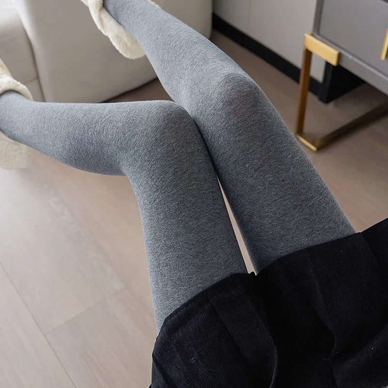 Fashion Gray Plain Women's Autumn Pantyhose High Waisted Elastic Lolita Hottie Solid Color Simple Outerwear Tights