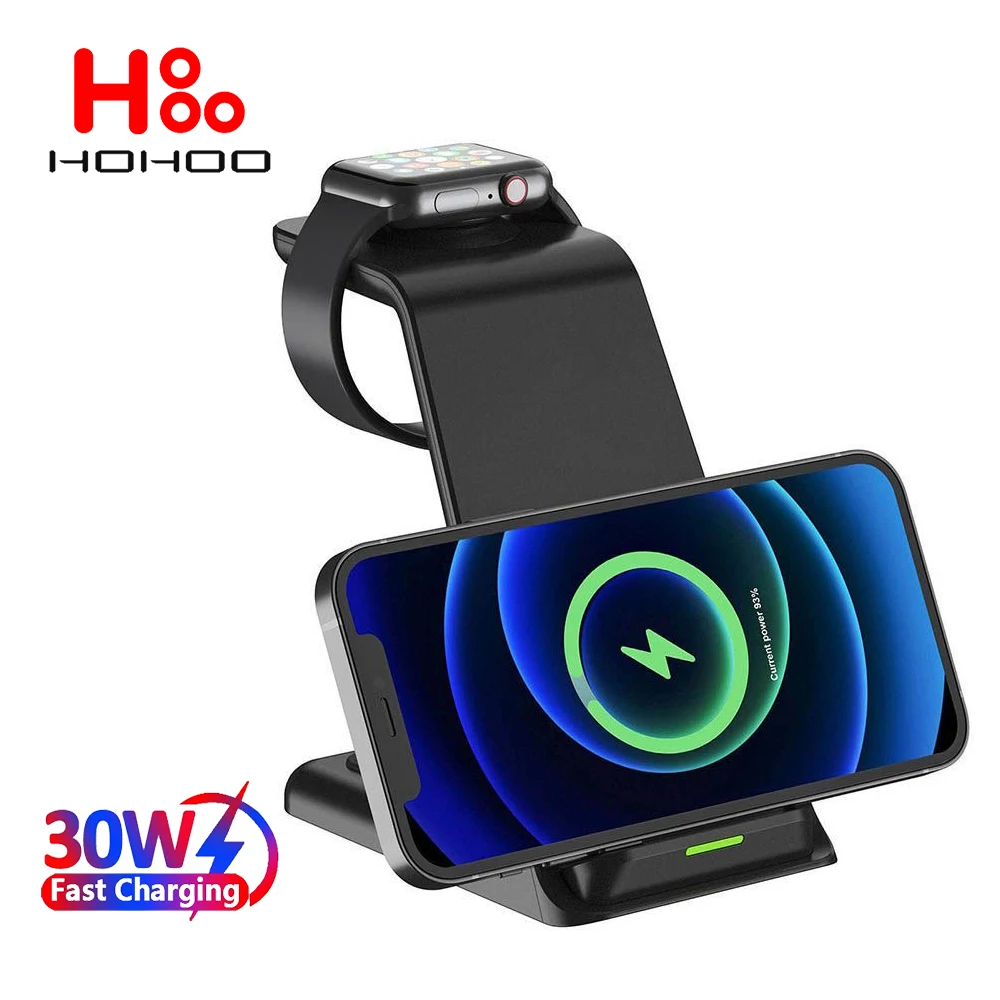 30W 3 in 1 Wireless Charger Stand for Samsung Galaxy S24 S23 22 21 Ultra For iPhone Watch Airpods Pro Fast Charging Dock Station