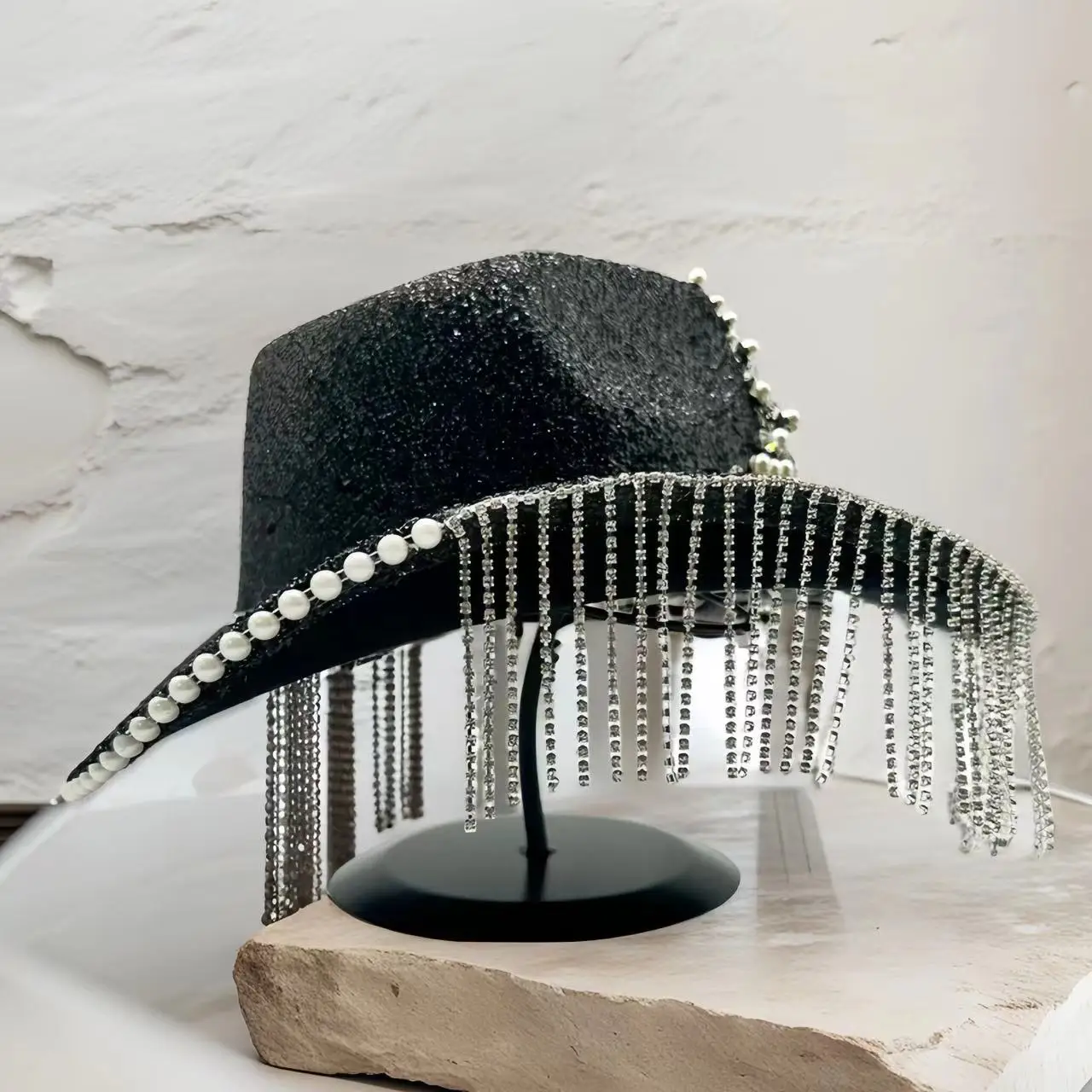 HongLuan Glitzer-Kostüm, Hut für Erwachsene und Cowboy-Hüte, Strass für Damen, Cowboy-Cosplay, Damen-Accessoires und Cowgirl-Kappe