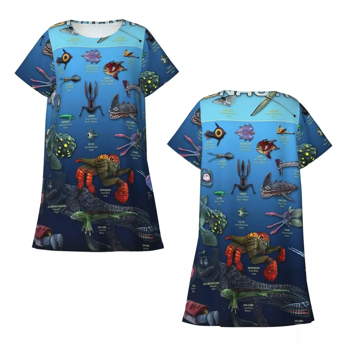 Cartoon Popular Funny Subnautica Below Zero Short Sleeves Nightdress Sleeping Sleepshirts Women  Nightgowns Loose Pajama Dress