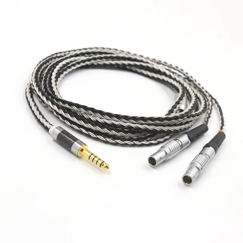 New 16 Core Single Crystal Silver For Focal Utopia ELEAR 4Pin XLR 2.5MM 4.4MM Balance Headphone Upgrade Cable