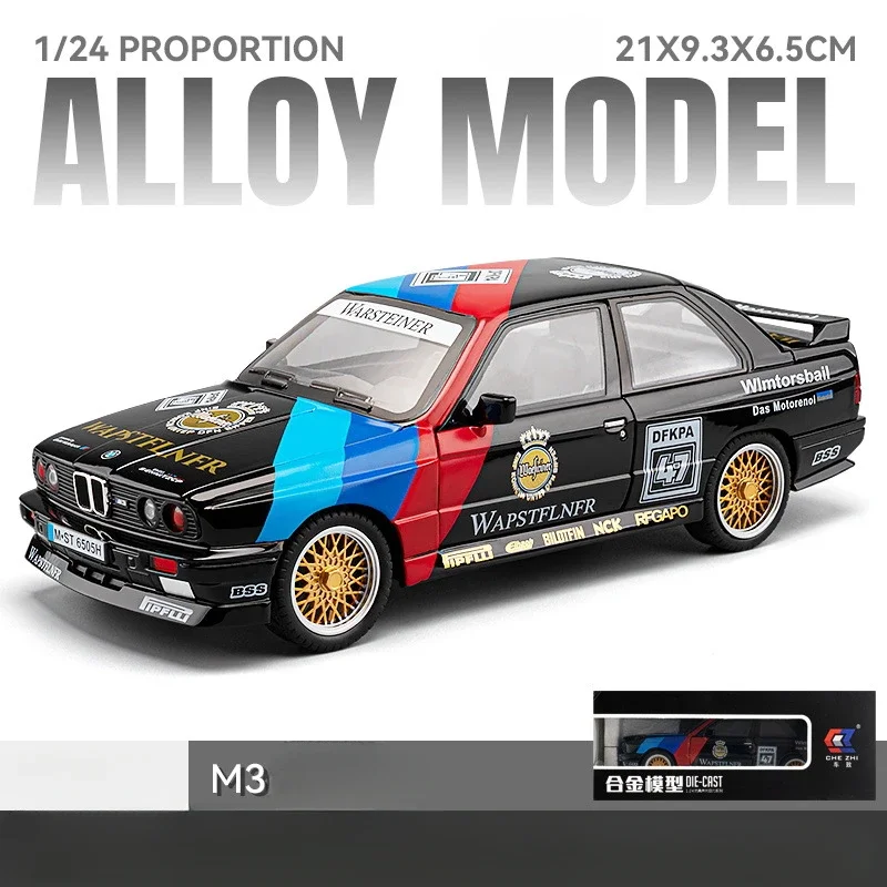 1:24 M3 E30 Supercar Alloy Car Model Sound and Light Pull Back Children's Toy Collectibles  gift