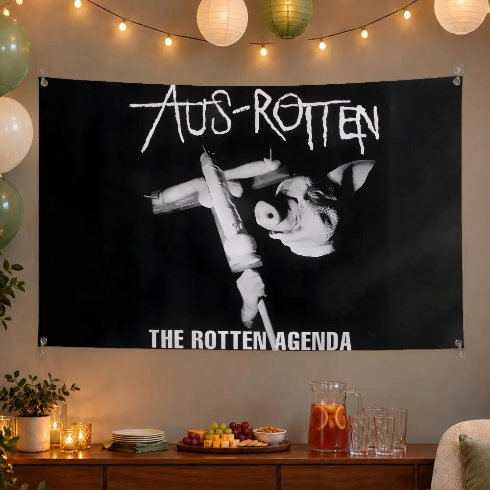 Punk Band Aus-Rotten Flags Wall Hanging Banner Indoor Outdoor Party Home Wall Decor Backdrop