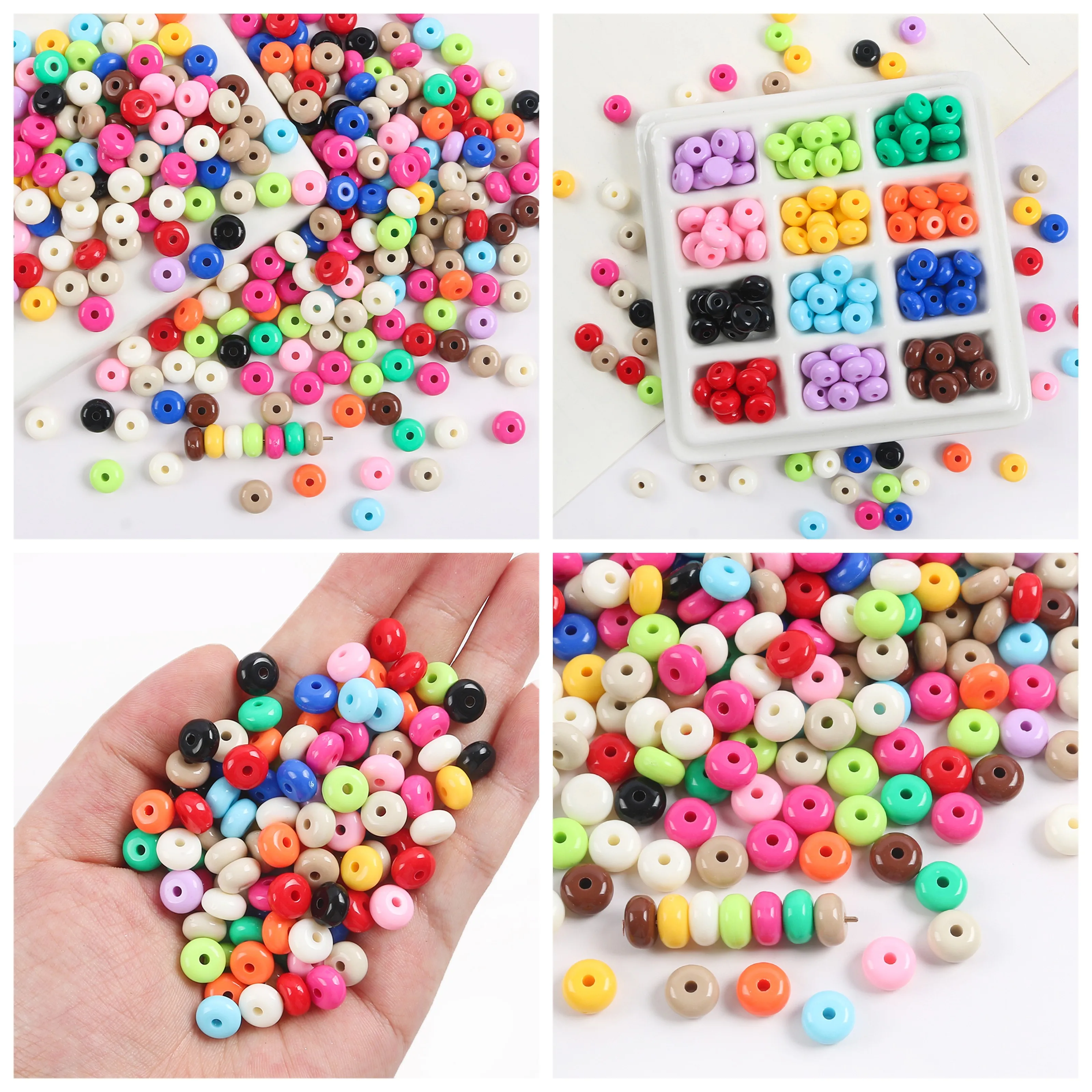 50pcs Acrylic Colourful Rounded Loose Beads Diy Necklace Bracelet Mobile Phone Chain Jewellery Accessories Supplies For Jewelry