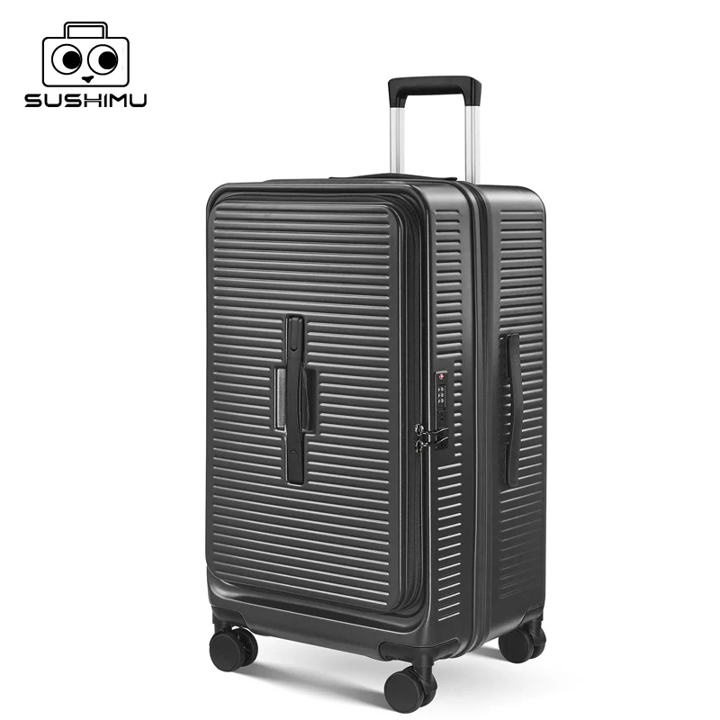 SUSHIMU  Trolley Case Travel Suitcase Boarding Case Password Box Suitcase Portable Wheel Rolling Luggage Bag Front opening