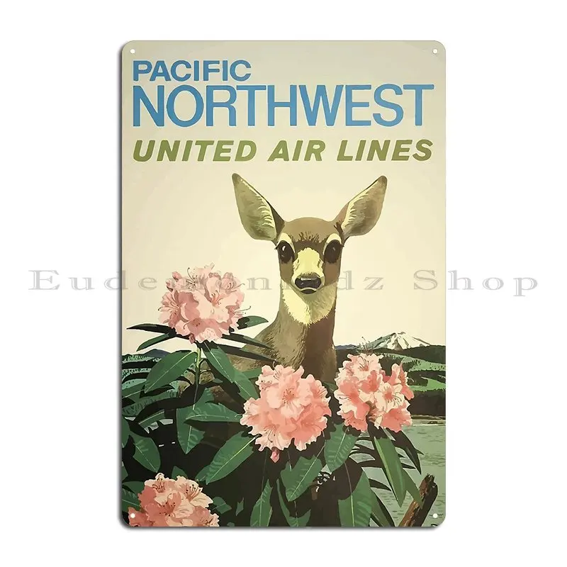 Vintage Pacific Northwest Poster United Air Lines Metal Sign Painting Club Club Bar Print Pub Mural Tin Sign Poster