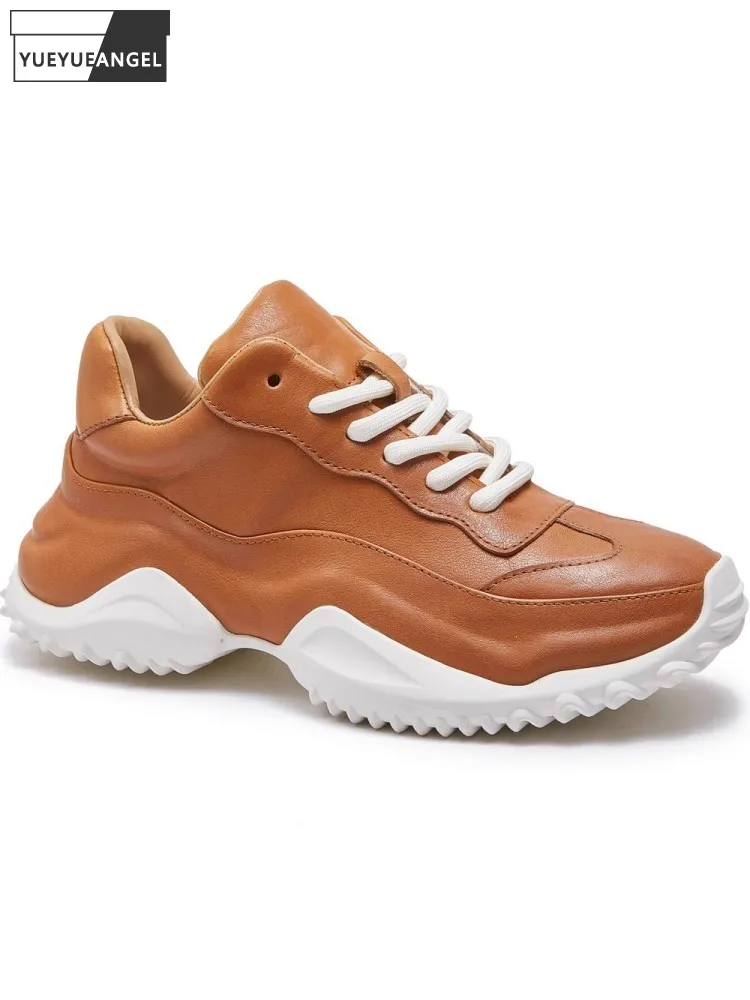 

Новые дизайнерские мужские повседневные кроссовки из натуральной конской кожи на шнуровке, на толстой платформе, низкие кеды для мужчин