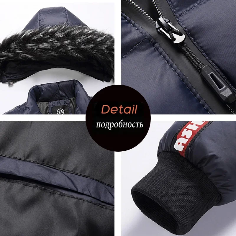 Parkas cálidas con capucha para hombre, chaquetas cortavientos para hombre, prendas de vestir, Parkas, abrigos para hombre, trajes con sombrero desmontable, Parkas, abrigos para hombre