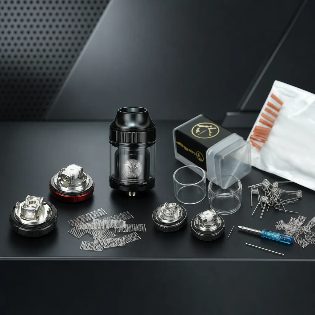 

Zeus X Mesh RTA Atomizer with Coils and Organic Cotton - Pyrex Bubble Glass Tube and Deck Base for Vaping