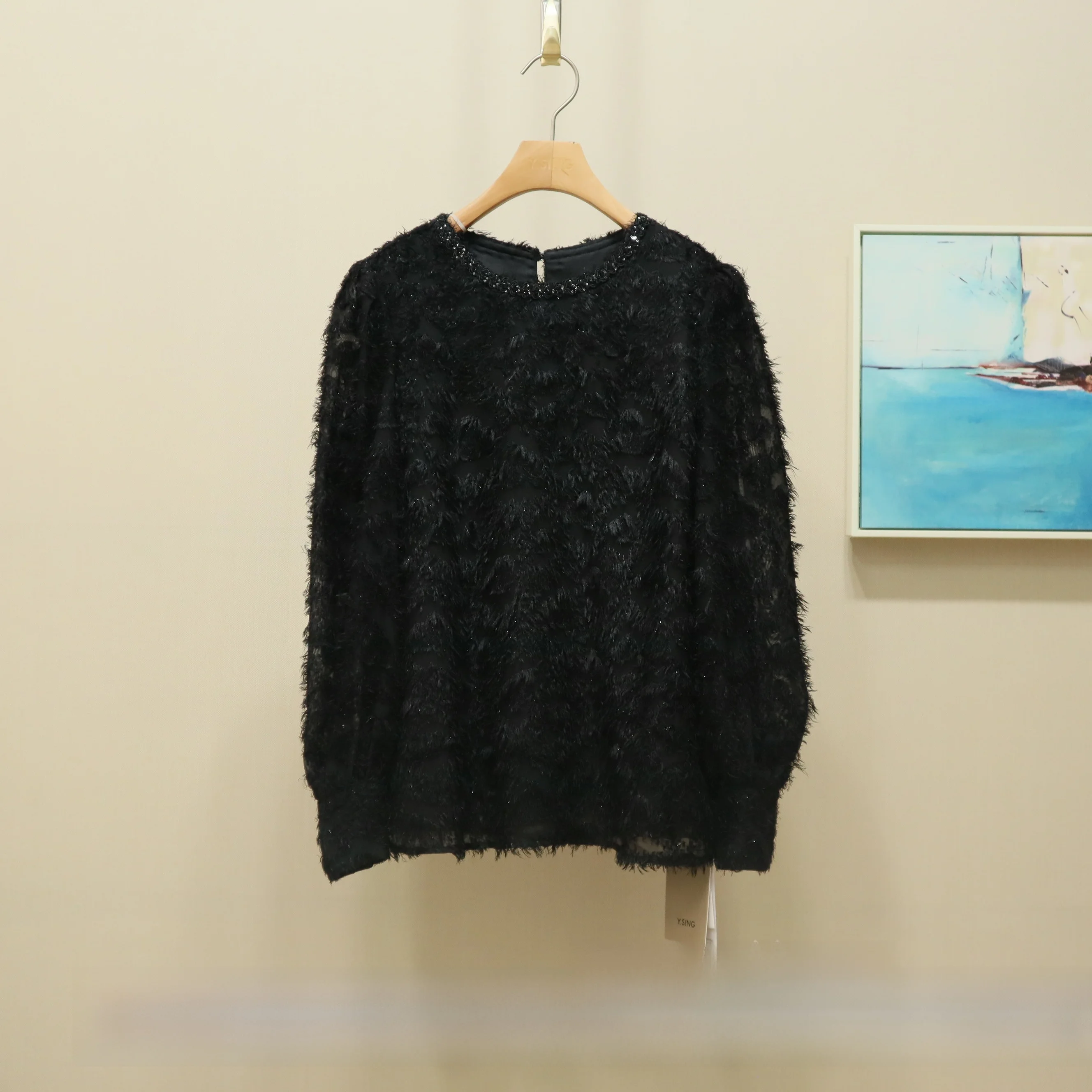 

Ele round Ne Top YSING Spring 2026 New Arrival Comfortable Breathable Polyester Fiber Long Sve Ladylike Commute Sle