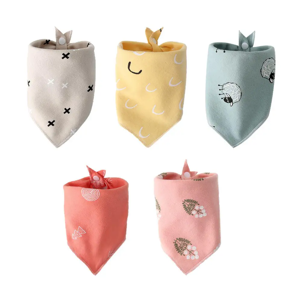 

5 шт., детские хлопковые нагрудники, двухслойные с мультяшным принтом, салфетки для кормления младенцев, легкие, удобные, прочные