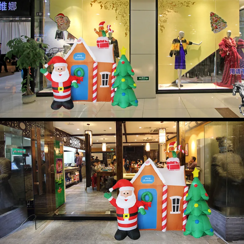 Giant Christmas Inflatable Outdoor House Santa Claus with Lights Inflatable Christmas Tree Indoors Decor for Home Navidad 2024