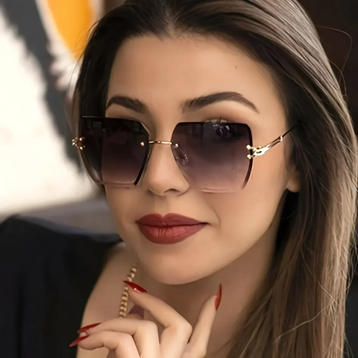 Square Rimless Sunglasses Fashion Glasses For Women Men Summ