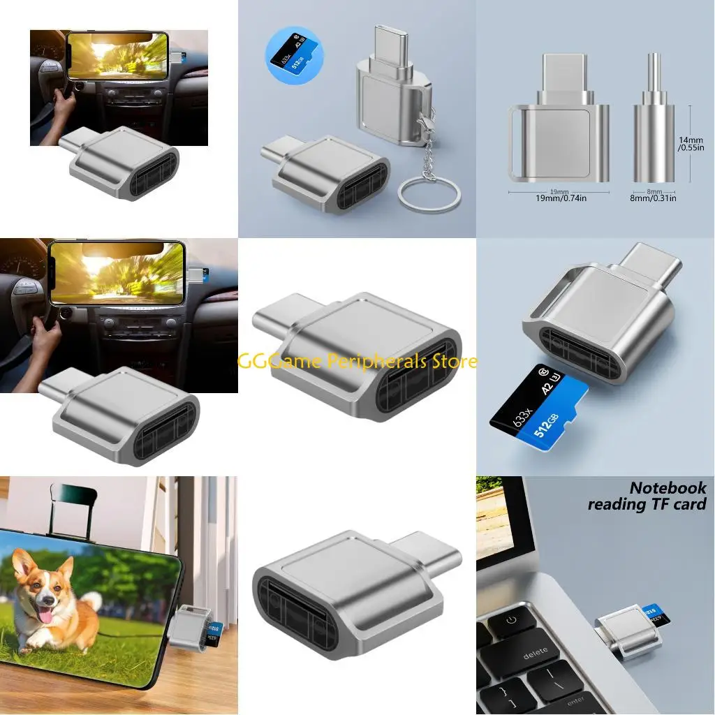 

U55B Super Fast USB C to TF Card Reader Adapter Aluminum Memory Card Adapters Easy to Use for Smartphones Tablets & Laptops