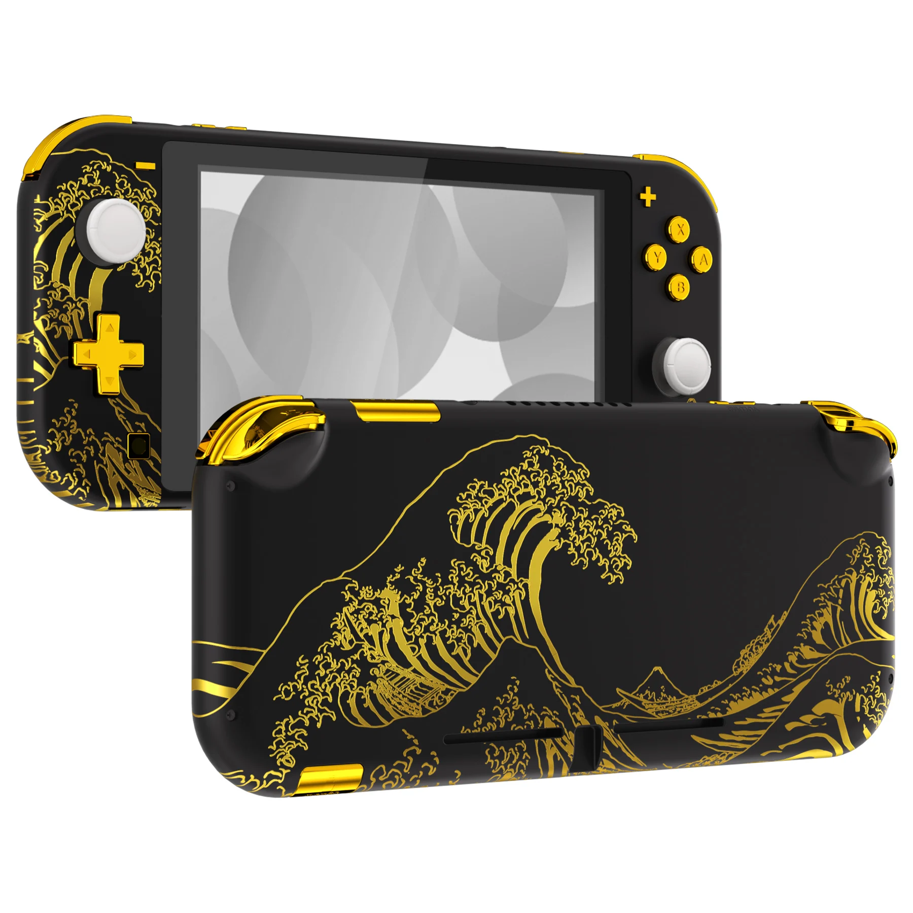 eXtremeRate Soft Touch DIY Niestandardowa obudowa zastępcza z osłoną ekranu dla Ns Switch Lite - Świetna GOLDEN Wave