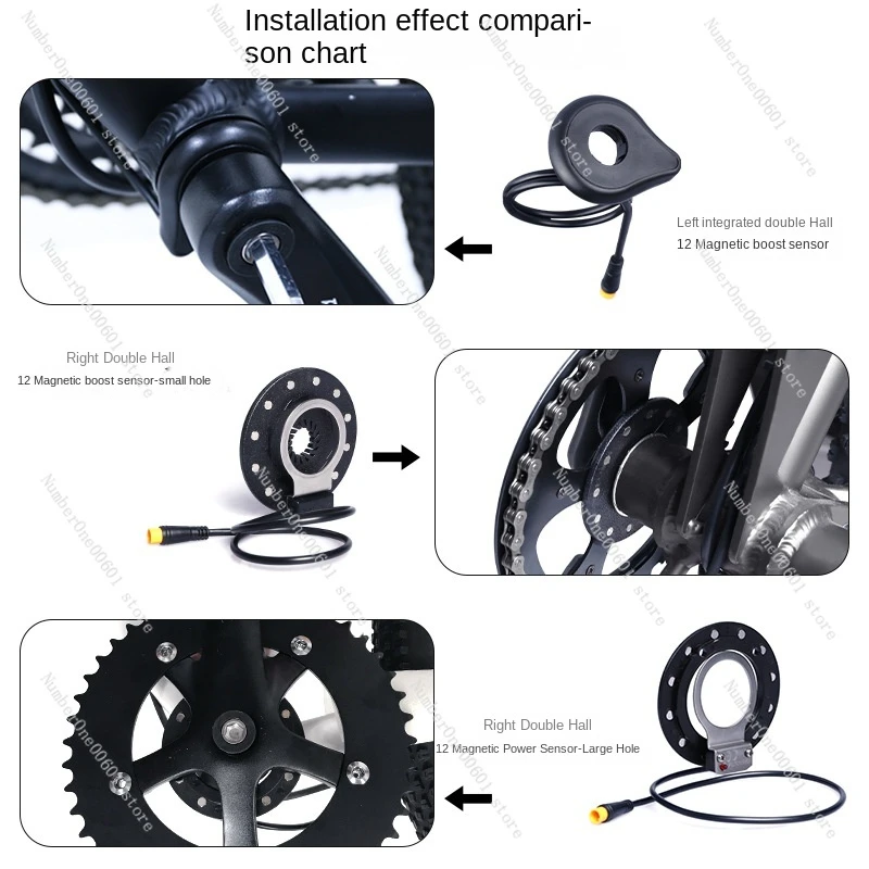 Elektrische Fiets Geïntegreerde Voedingssensor 12 Magnetische Dubbele Hal Pas Elektrische Voertuigsensor Waterdichte Connector