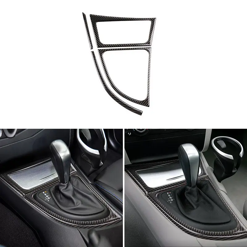 

Car Interior 4pcs LHD/RHD Soft Carbon Fiber Gear Shift Panel Frame Cover Trim For BMW 1 Series E81 E82 E87 E88 2008-2013