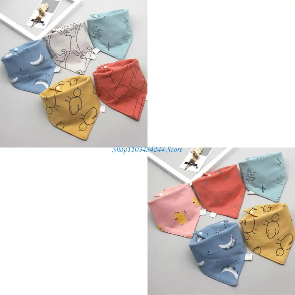 

5 Pcs Baby Feeding Drool Bibs Saliva Towel Soft Cotton for Triangle Scarves Band