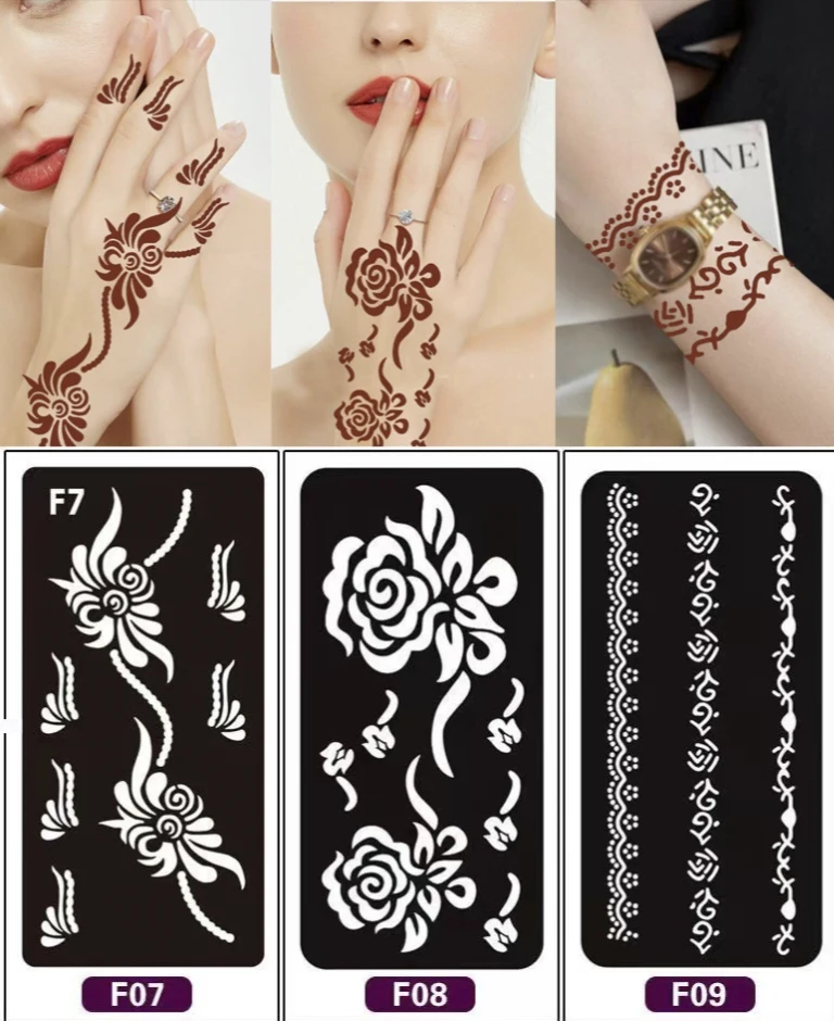 

Tattoo Stencils Indian Juice Rose Pattern Hollow Out Body Art DIY Airbrush Template Sheet