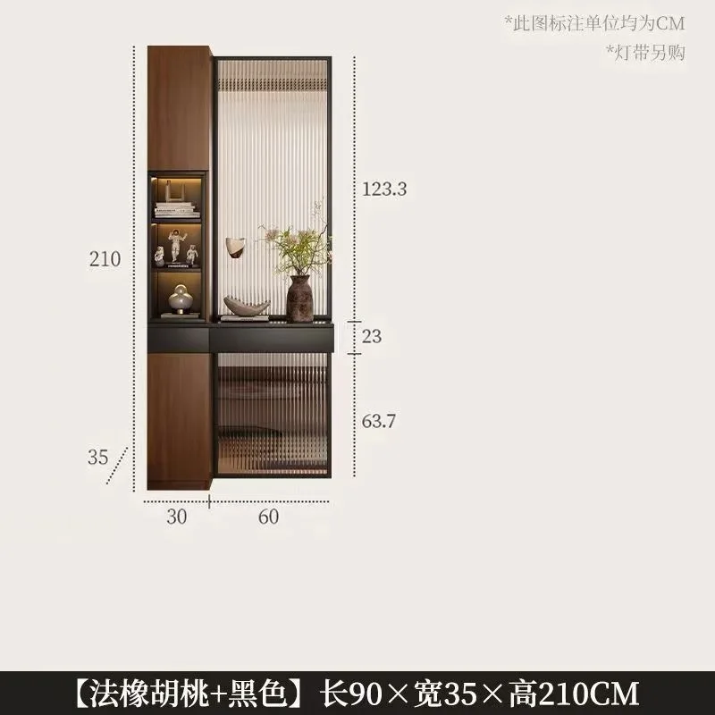 Solid wood vintage style entryway living room partition entryway cabinet shoe cabinet integrated combo with side door screen