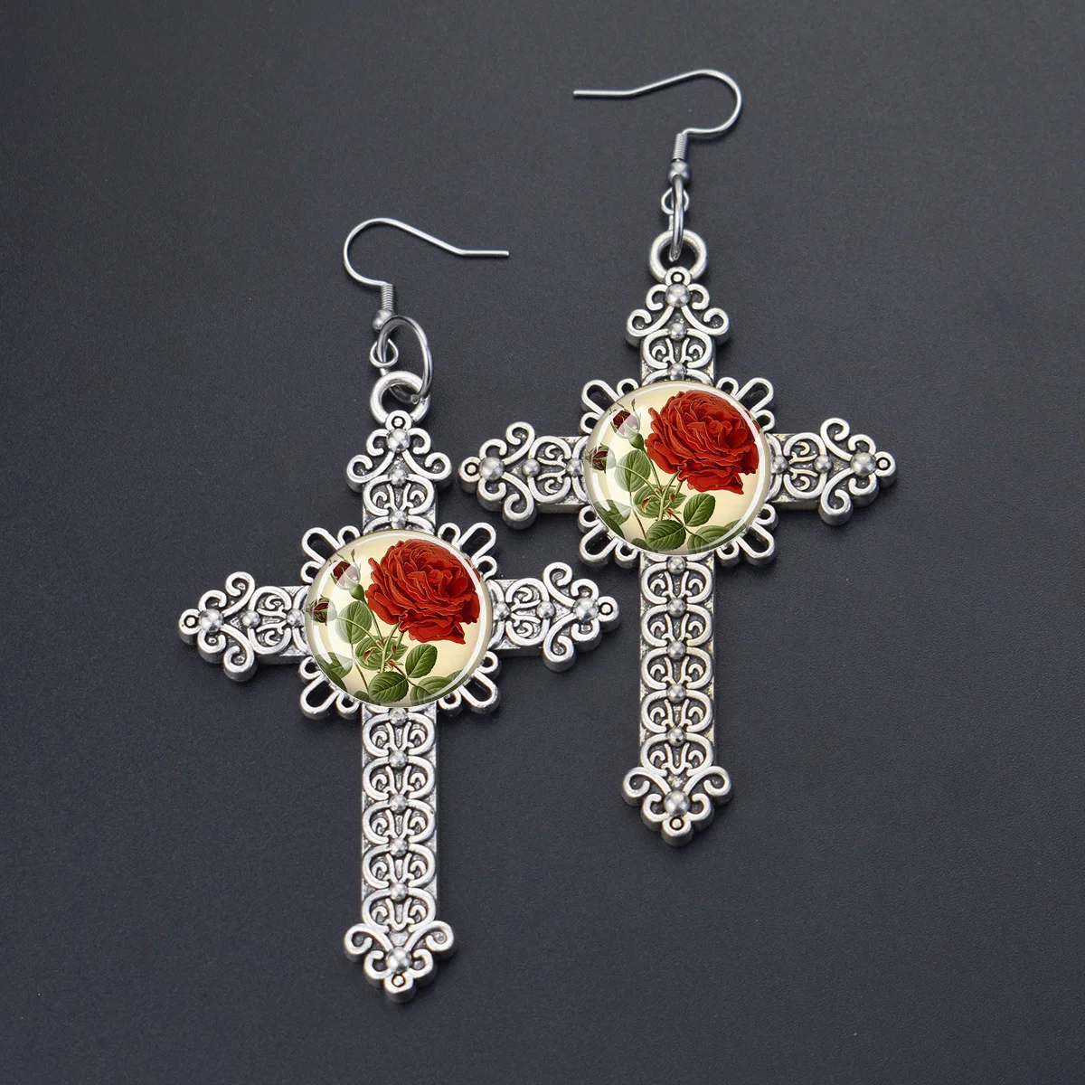 1 คู่ ลายดอกกุหลาบสีแดง ต่างหู - Women Accessories Bouquet บทวิจารณ์และราคา