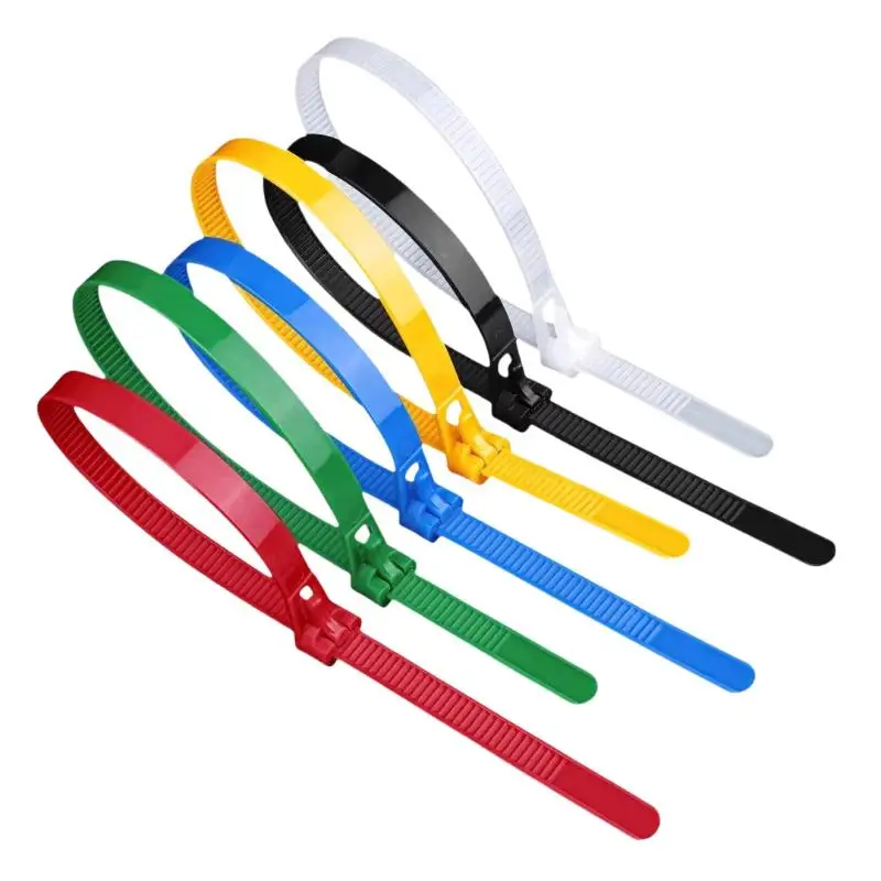 New100PCS Random Reusable Self-locking Plastic Nylon Cable Tie Slipknot Cable Organizer Cable Tidy Lock Strap Zip Ties Binder