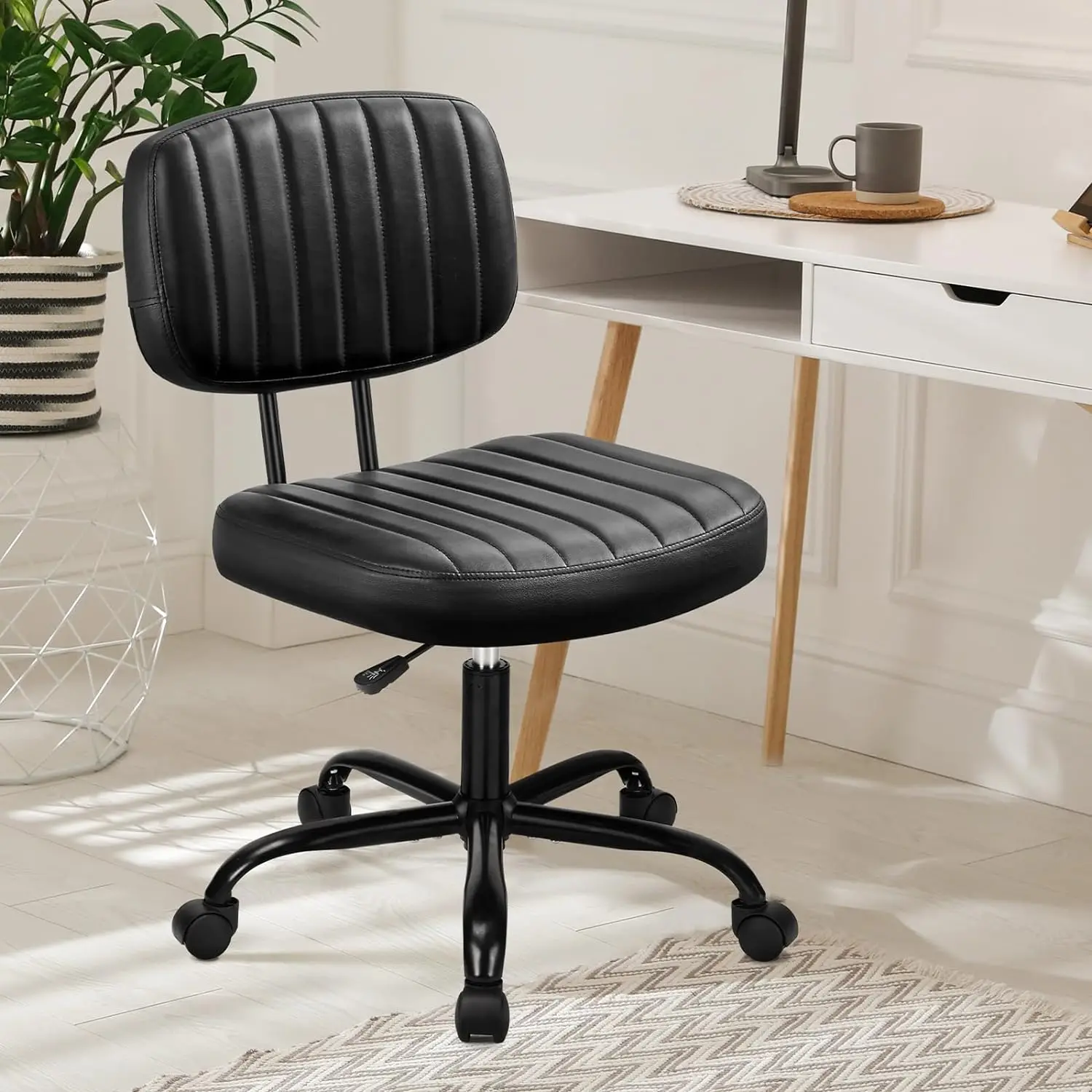  Armless Home Office Desk Chair Ergonomic with Low Back Lumbar Support Height Adjustable  with 360° Swivel Rolling Wheels