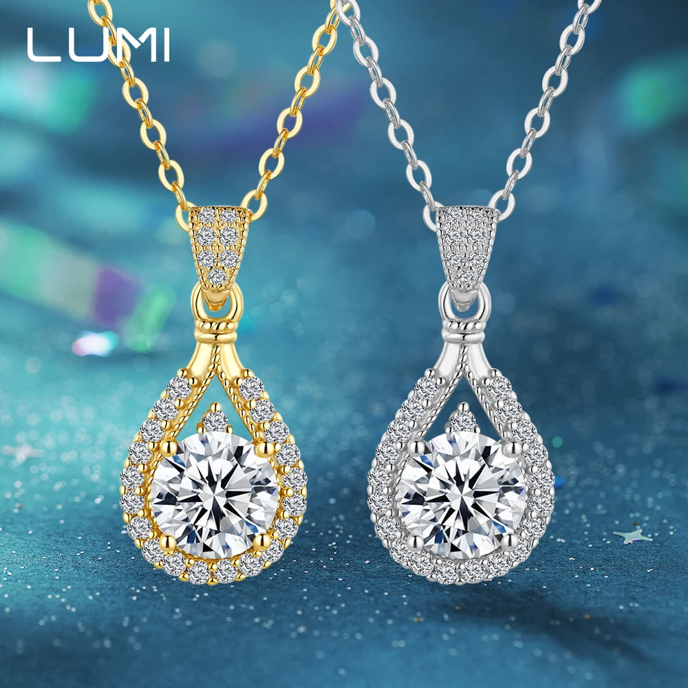 

14-каратное позолоченное ожерелье с подвеской в форме капли муассанита 1 карат, серебро 925 пробы - супер красивые женские вечерние украшения для женщин и девочек