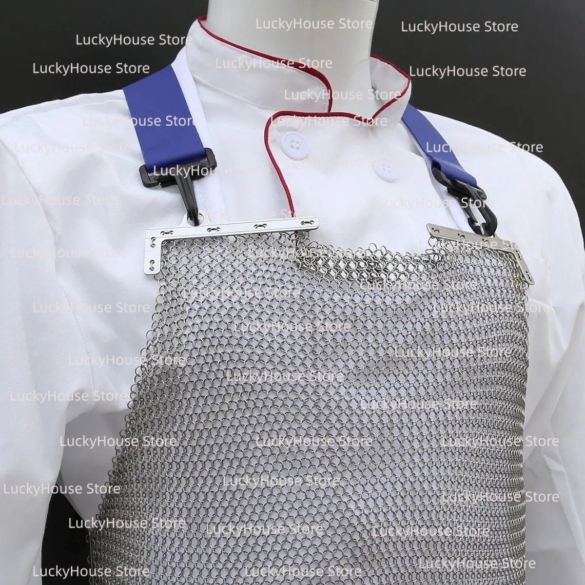 Stainless Steel Full Body Protective Apron, Cut Resistant Chainmail Apron for Meat Cutting, Slaughterhouse, Anti-Cut Metal Apron