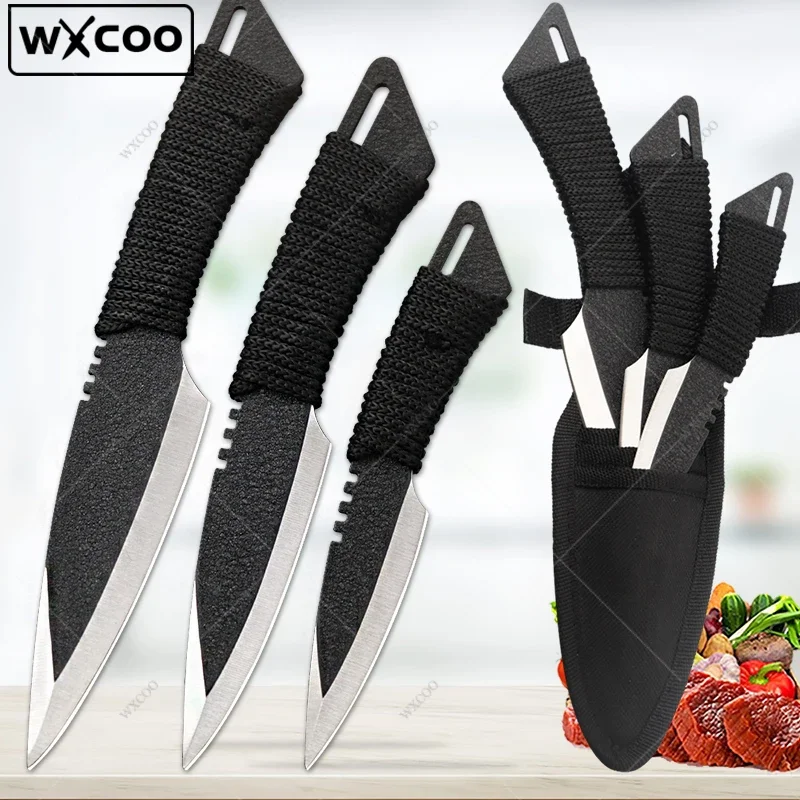 WXCOO Kitchen Boning Knife Set Stainless Steel Chef Meat Fruit BBQ Knife Professional Butcher Cleaver Fish Knife with Cover