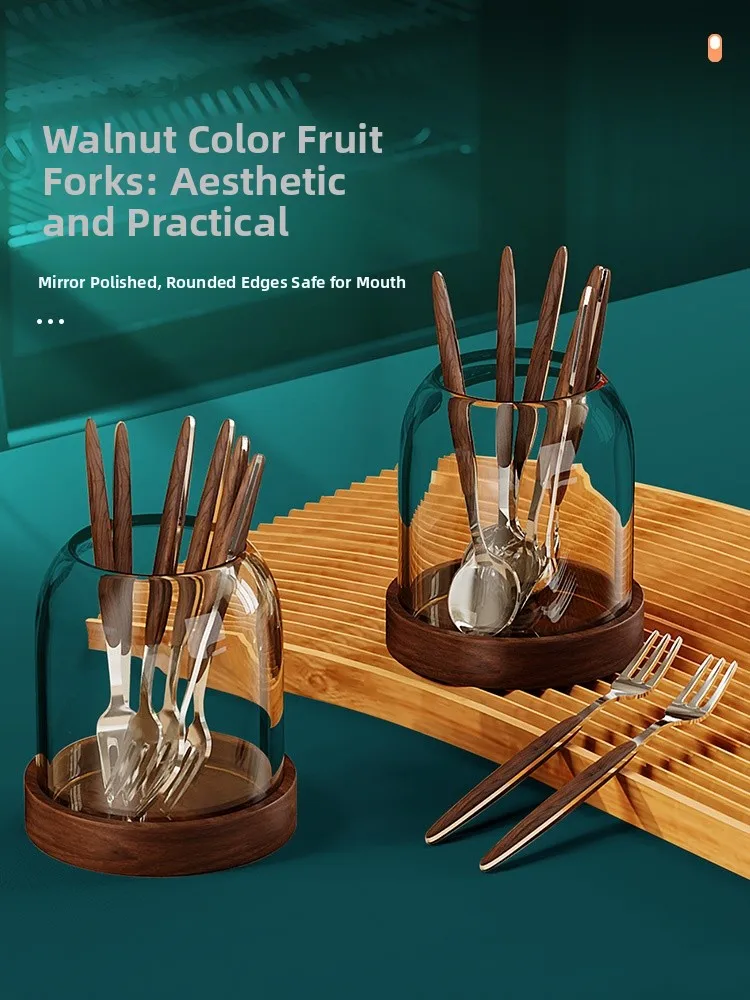 

Набор вилок для фруктов из нержавеющей стали в винтажном стиле, для домашнего использования, роскошные кофейные ложки, банка для хранения, высокая эстетическая ценность