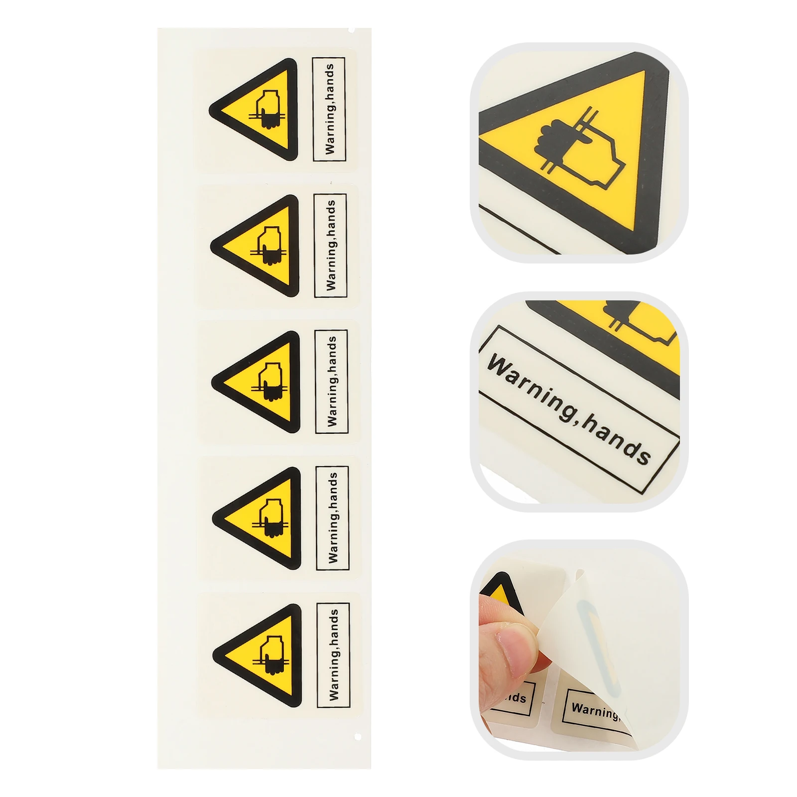 

5 Pcs Warning Label Hand Safety Decals Danger Sticker Signs Logo Stickers PP Synthetic Paper for Workplace Self-adhesive