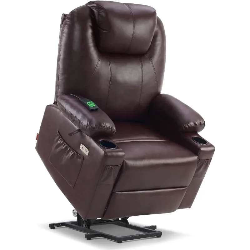 MCombo Large Lay Flat Dual Motor Power Lift Recliner Chair Sofa with Massage and Heat, USB Ports, Extended Footrest, for