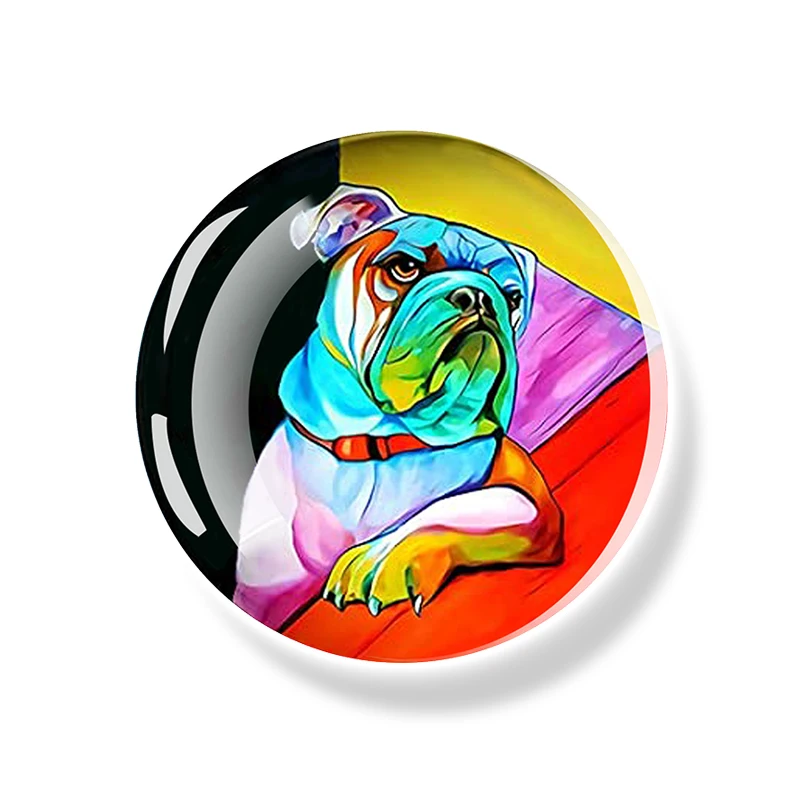 Dog Refrigerator Magnet 40MM Circular Painted Refrigerator Decoration Sticker White Board Adsorption Magnet