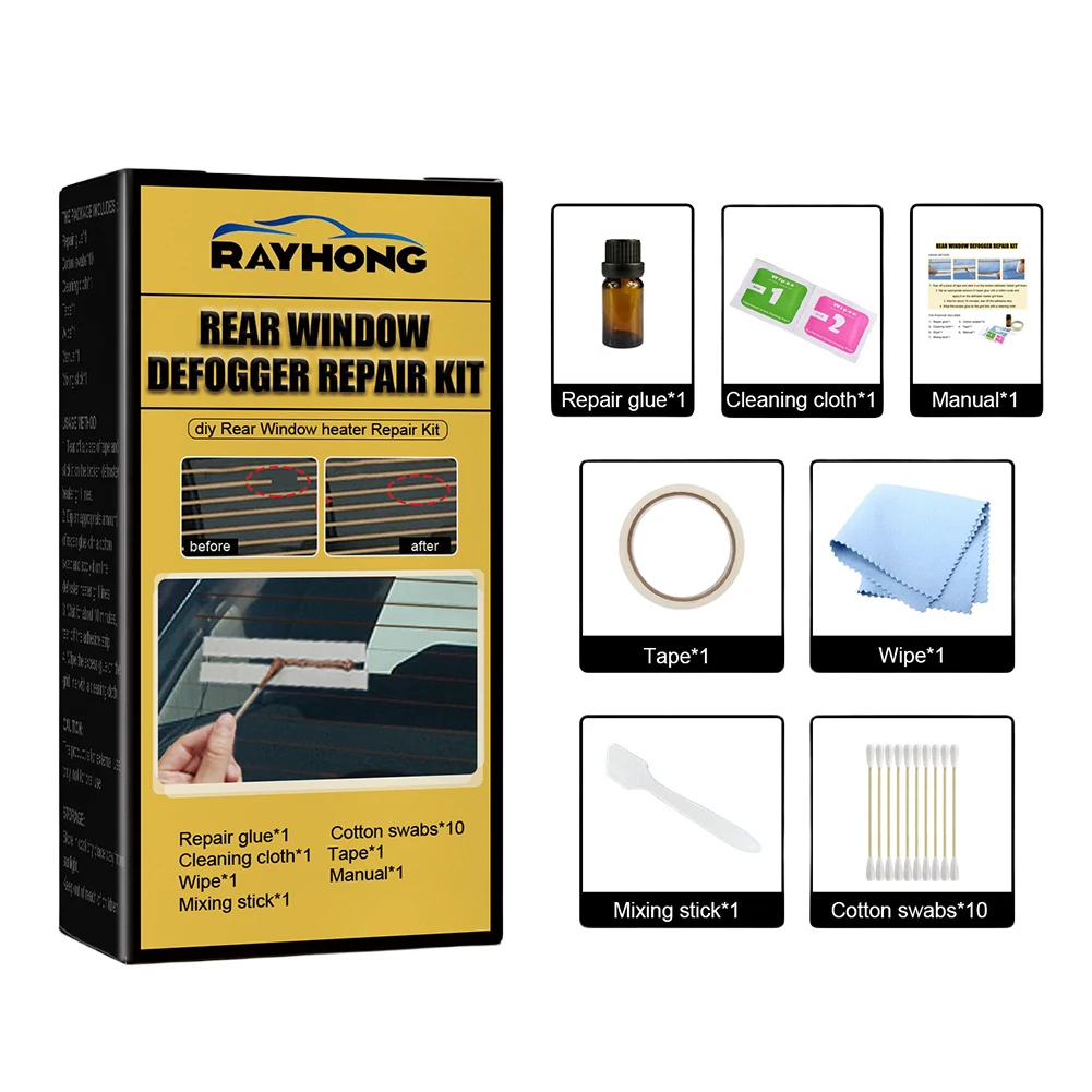 Car Rear Window Defogger Repair Kit Restore Heater Grid Line Quick Repair Scratched Broken Grid Line Auto Care Accessories Kit