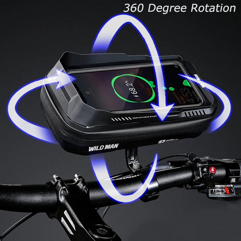 WILD MAN Bike Handlebar Bag Bicycle Phone Holder Waterproof Case Touch Screen Cycling Phone Bag 6.8\